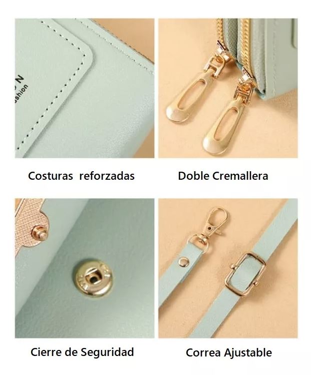 Bolso Billetera de Cuero Suave con Pantalla Táctil