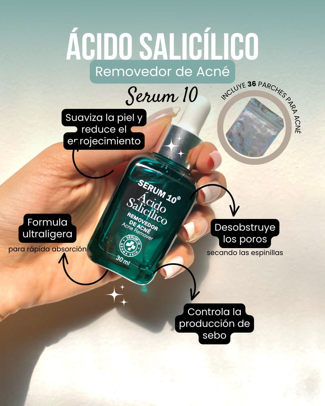 SERUM 10® Ácido Salicílico - Removedor de Acné (30 ml)